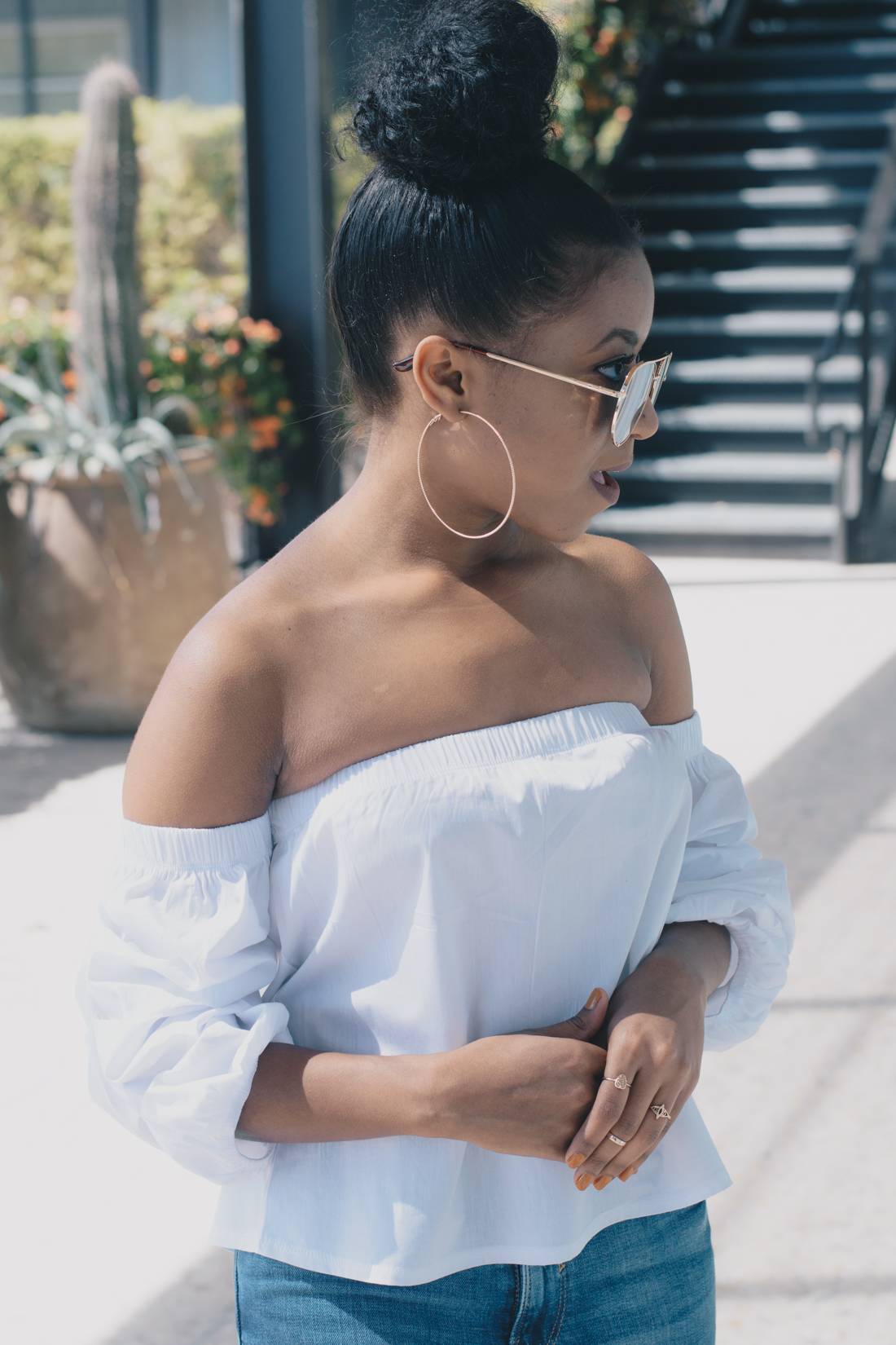 Ripped Hem Jeans and Off teh Shoulder Top-11 - Venti Fashion