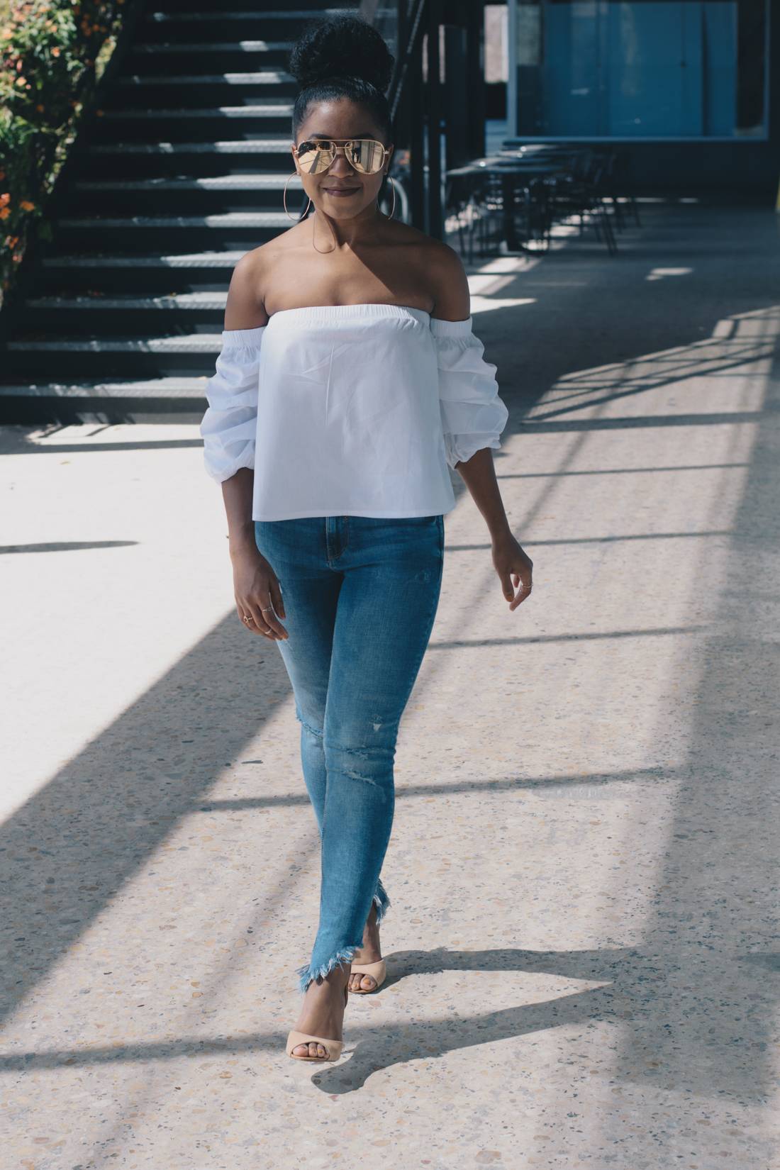 Ripped Hem Jeans and Off teh Shoulder Top-6 - Venti Fashion