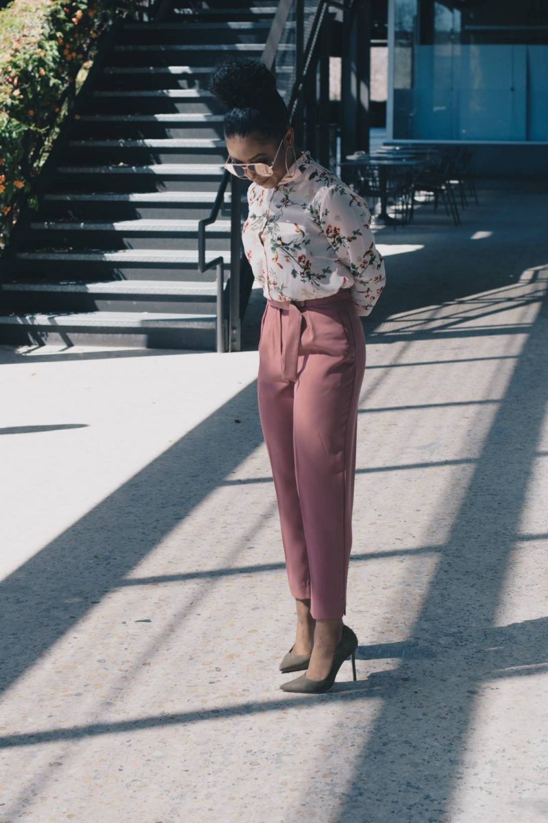 Spring Office Style with Floral Print and Blush-1