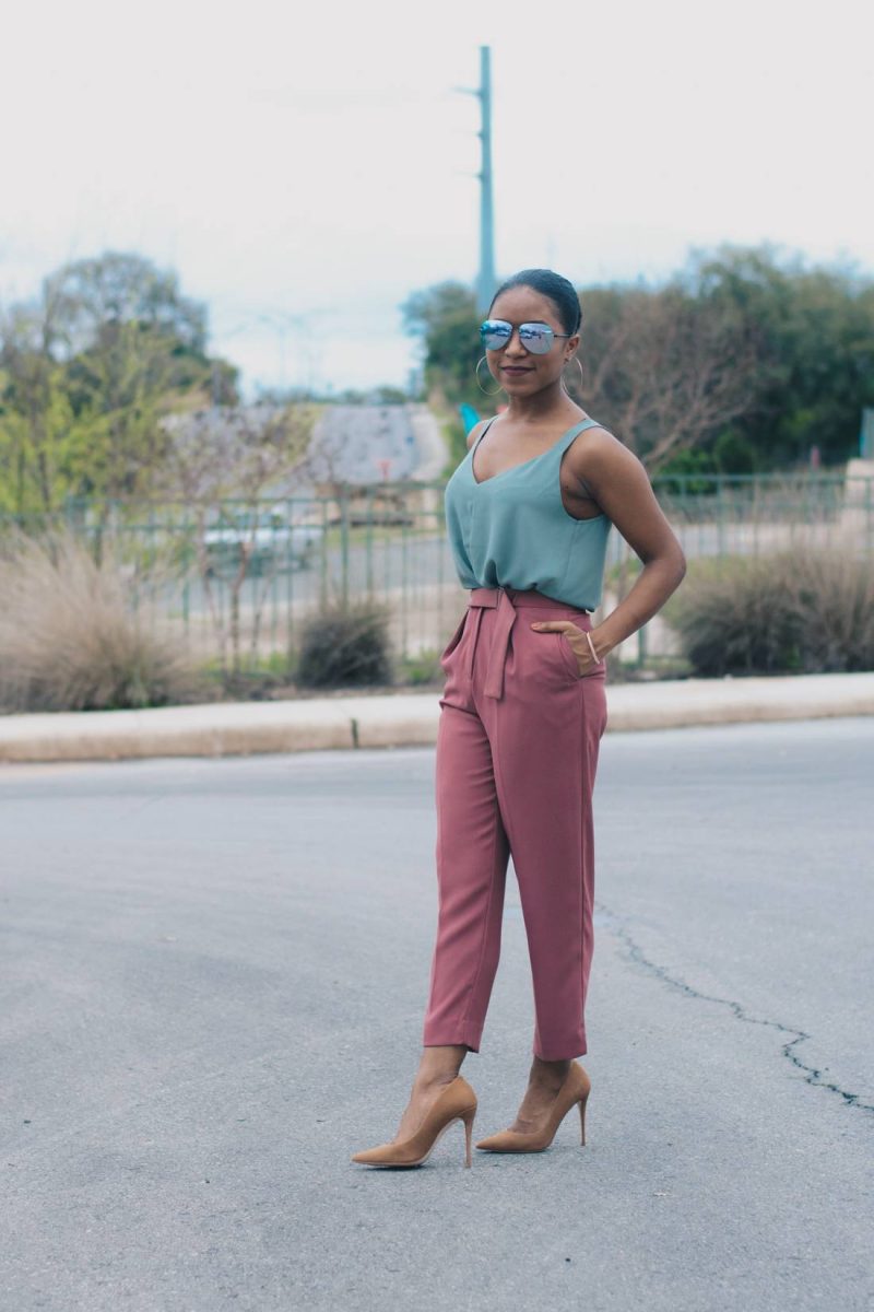 Styling Pink Trousers and Mint Tank-1