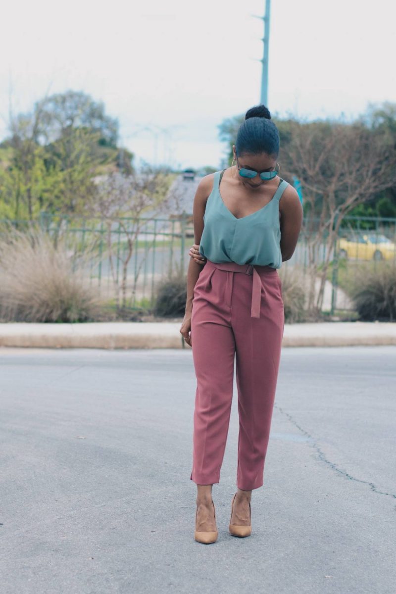 Styling Pink Trousers and Mint Tank-1