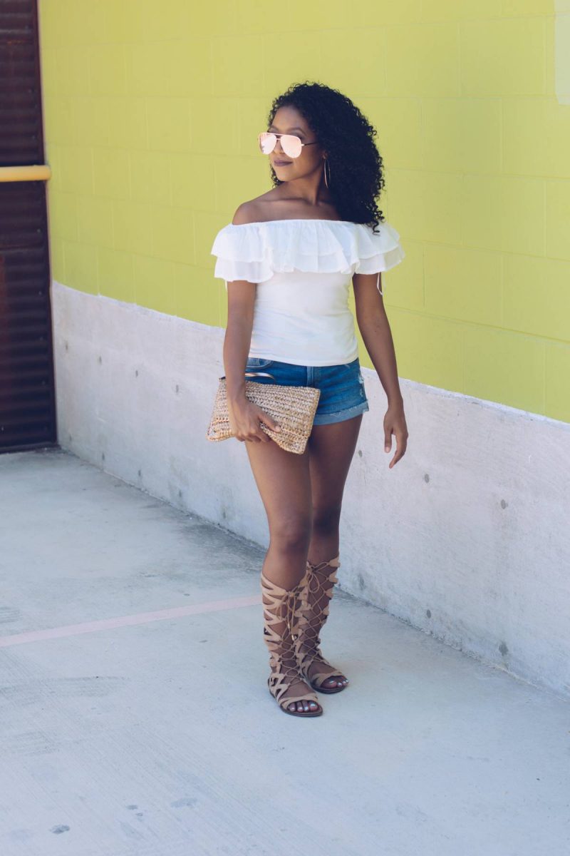 Off the Shoulder Ruffles Summer Outfit-1