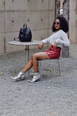 Topshop Metallic Boots and Patent Leather Skirt