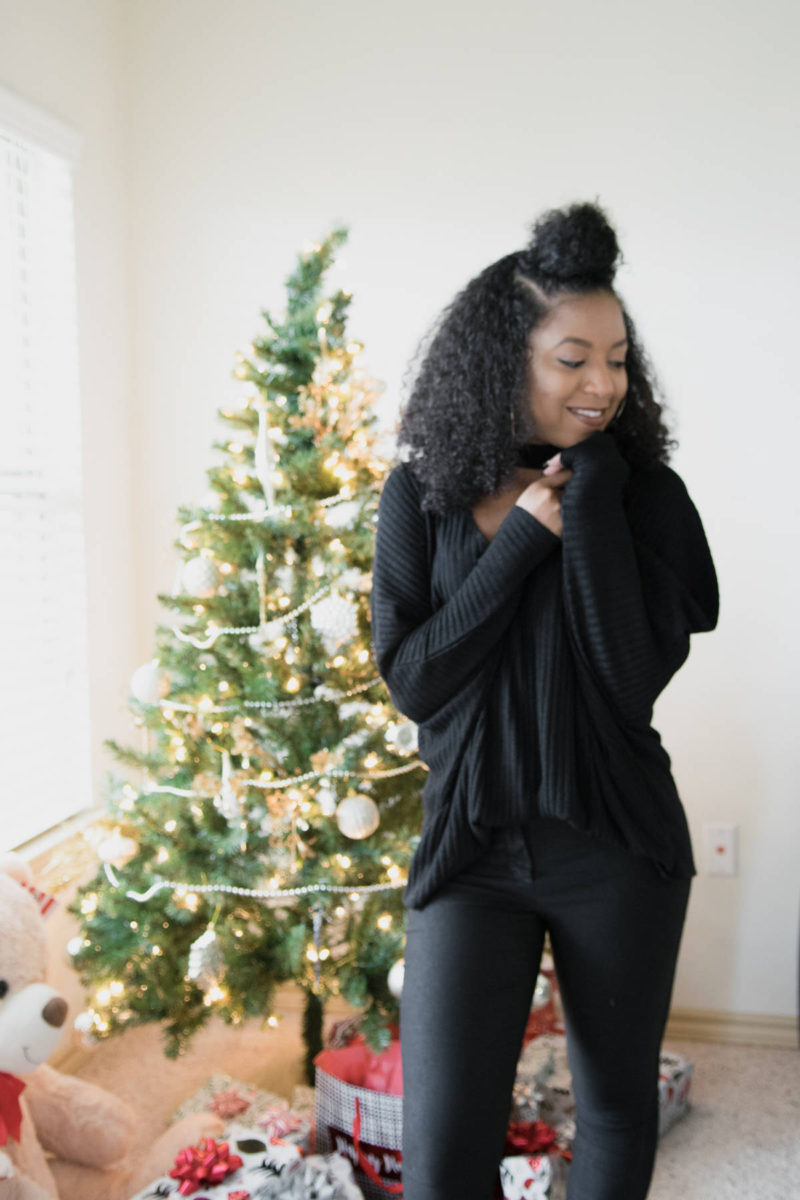 cozy black sweater outfit texas fashion blogger