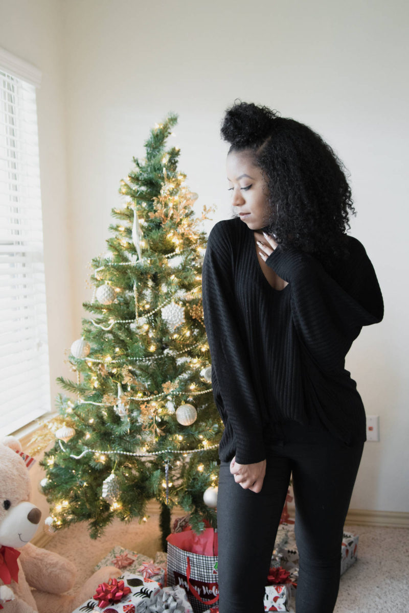 cozy black sweater outfit texas fashion blogger