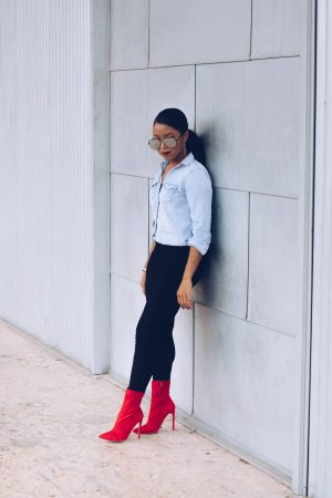 steve madden red boots outfit
