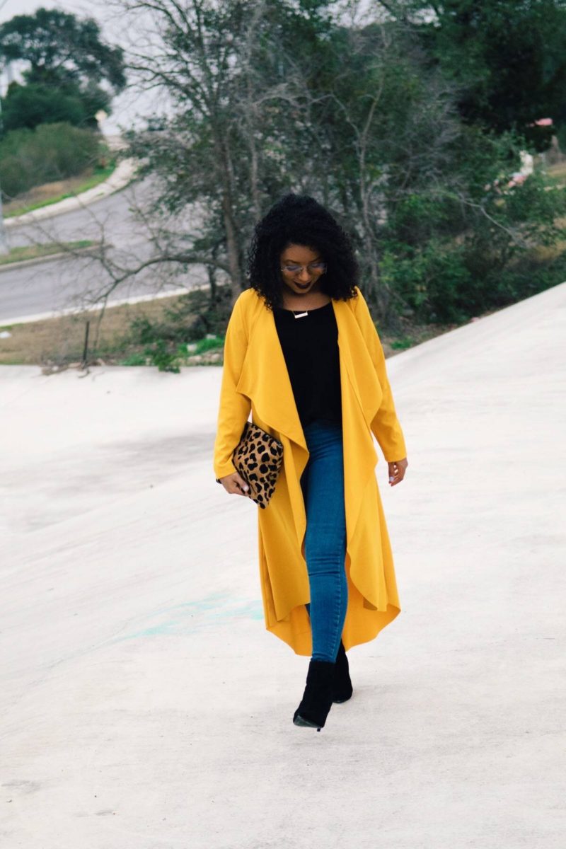 style yellow duster coat