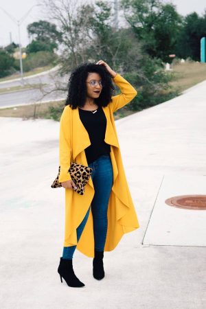 style yellow duster coat