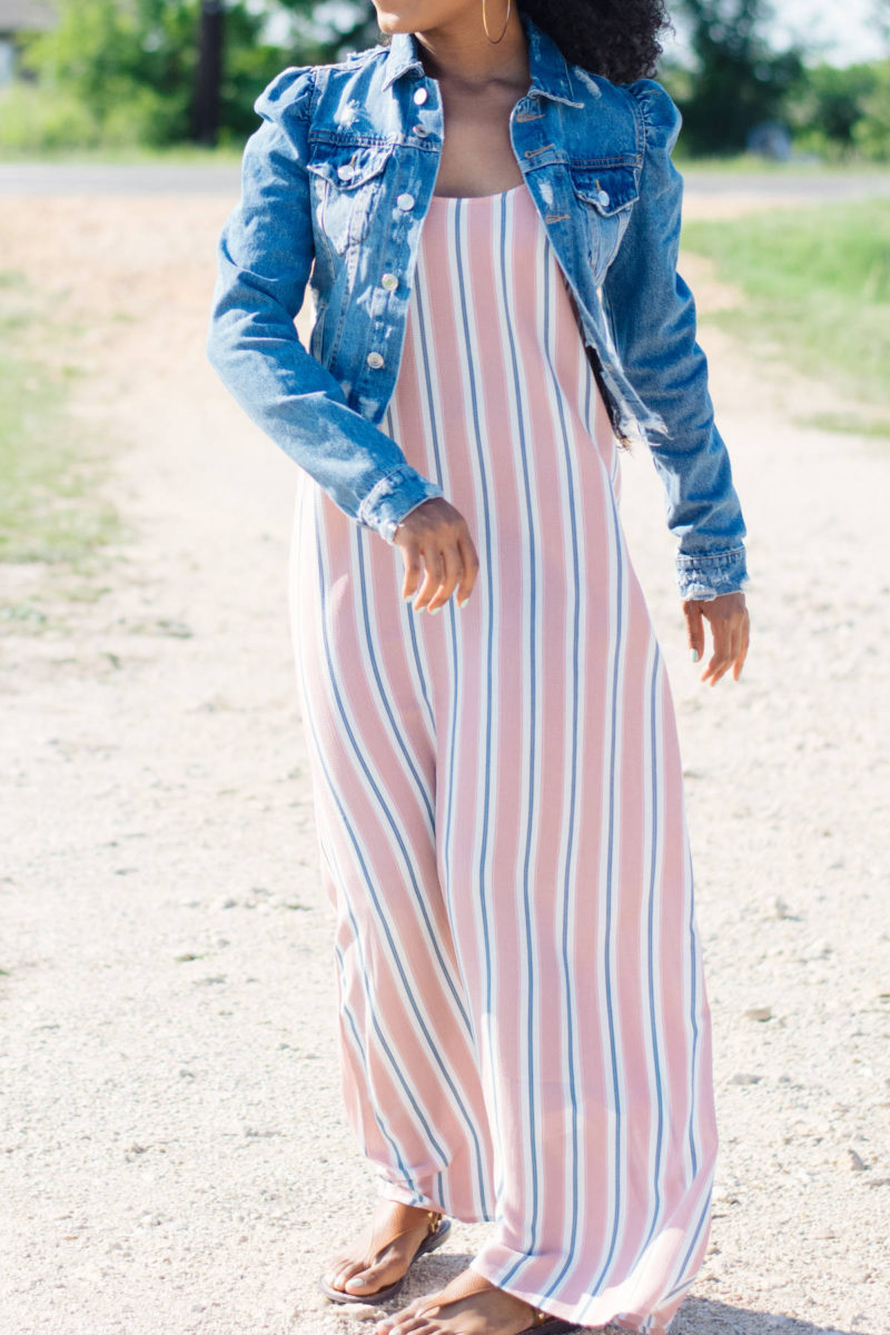 striped maxi dress outfit ideas