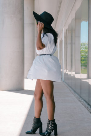 how to style white dresses with boots