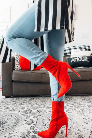 steve madden red boots styled