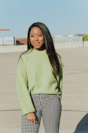 Styling a soft green sweater for spring